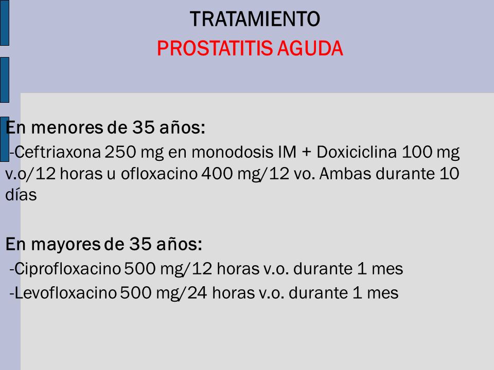 tratamiento antibiótico para la prostatitis aguda